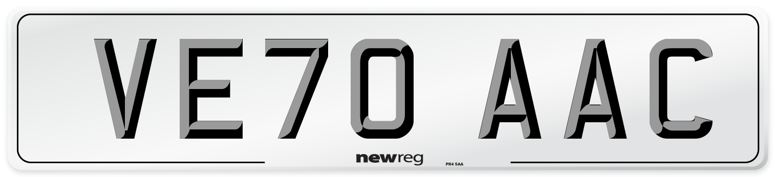 VE70 AAC Number Plate from New Reg